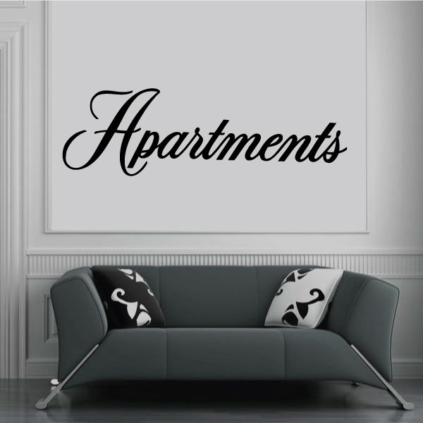 Apartments vinyl wall decal with black cursive lettering