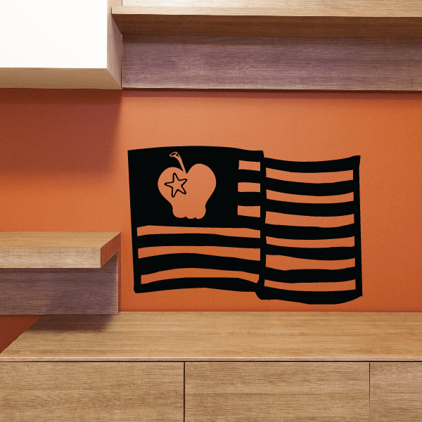 Black flag with orange apple icon and American-style stripe design