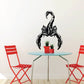 Black scorpion wall decal with raised claws and curved tail