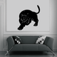 Black panther decal sticker, crawling pose with raised tail and detailed face