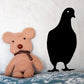 Black pigeon wall decal silhouette with beak and feet
