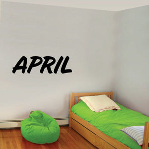 Black APRIL wall decal lettering for indoor wall decoration