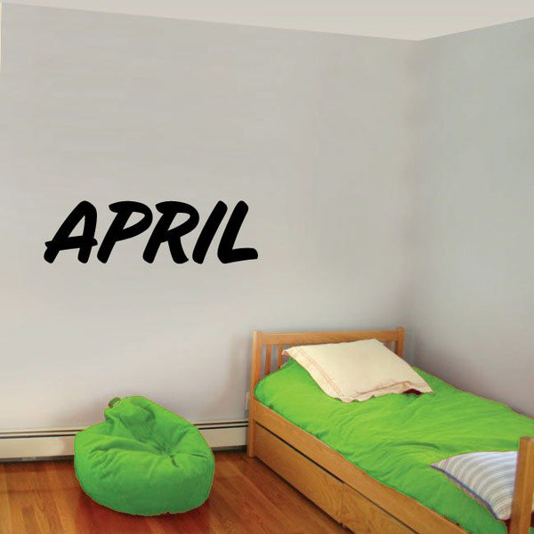 Black APRIL wall decal lettering for indoor wall decoration