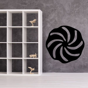 Black swirl Armenian decal with small tan bird silhouettes
