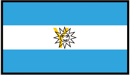 Argentine flag sticker with blue-white-blue stripes and central sun emblem