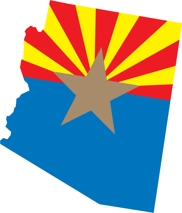 Arizona Shape State Flag Sticker, isolated printed sticker artwork