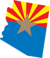 Arizona state flag shape sticker with red, yellow, blue stripes and central star