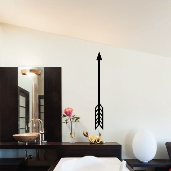 Black upward arrow wall decal with chevron stripes