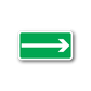 Green right arrow sticker with white border and rounded rectangle shape