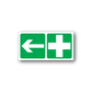 Arrow straight sticker with left-pointing arrow and plus sign on green