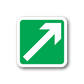 Green arrow up-right sticker with white diagonal arrow