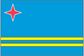 Aruba flag sticker with blue background, red four-point star, and yellow/gold stripes.