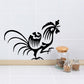 Black rooster wall decal with stylized Asian design