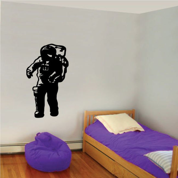 Black astronaut in space suit wall decal silhouette