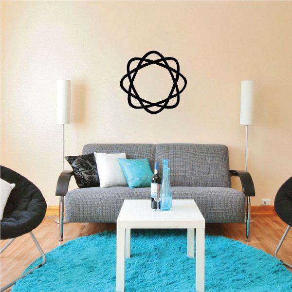 Black atomic symbol wall decal with connected orbit lines