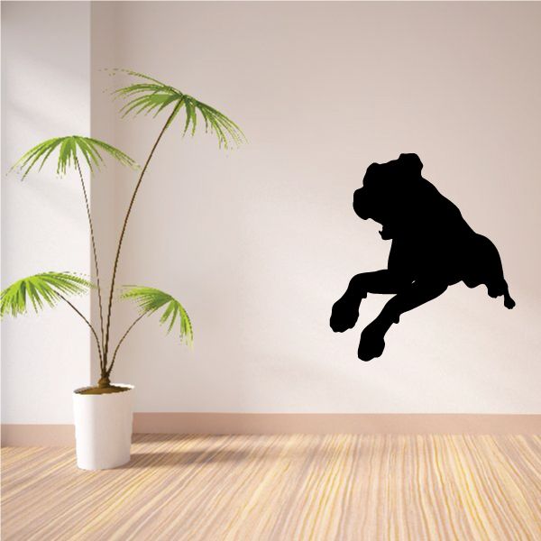 Rottweiler attack decal: black silhouette of a jumping dog