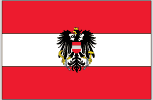 Austria flag sticker with red-white-red design and central coat of arms