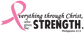 Printed die-cut sticker with pink ribbon and text Strength, Philippians 4:13
