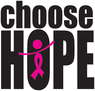 Die-cut sticker with HOPE text and pink awareness ribbon