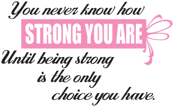 Die-cut printed sticker with pink 'STRONG YOU ARE' quote text