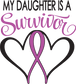 Heart ribbon survivor die-cut sticker with pink ribbon and script text