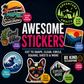 Clear custom cut-to-shape sticker sheet with square, circle, and reusable designs