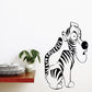 Tiger animal decal, black-and-white stripes with cartoon face and wide eyes