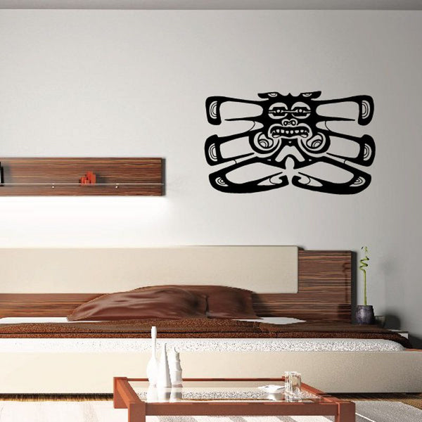 Aztec totem design wall decal, black totem icon
