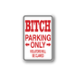 Parking only sticker with red warning text and left-right arrows, for violators