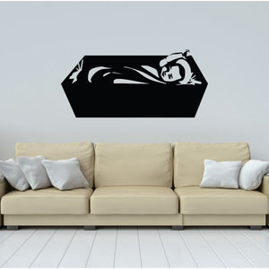 Baby Jesus wall decal with black background and white kneeling silhouette