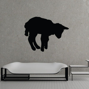 Black baby lamb wall decal, standing silhouette