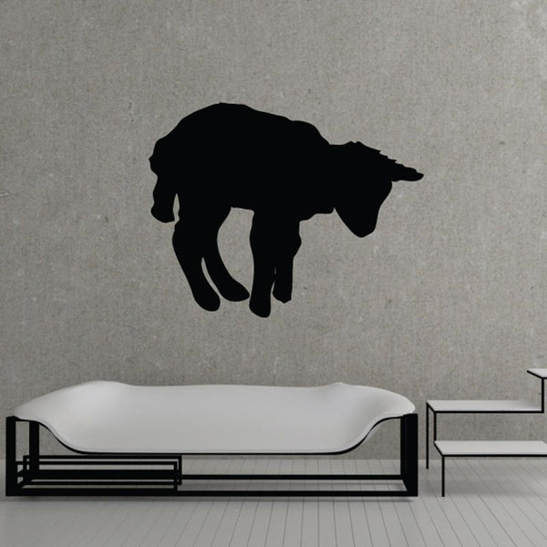 Black baby lamb wall decal, standing silhouette