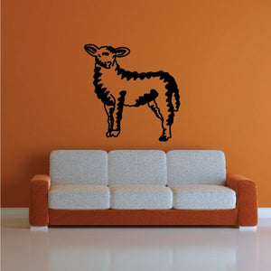 Baby sheep decal, black outline silhouette with legs and tail