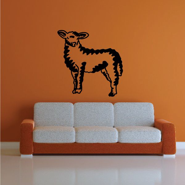 Baby sheep decal, black outline silhouette with legs and tail