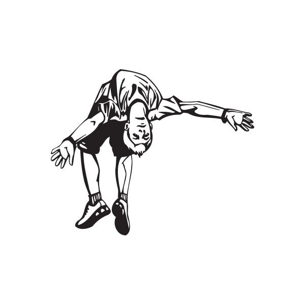 Parkour backflip decal with black line art of a forward-leaning athlete