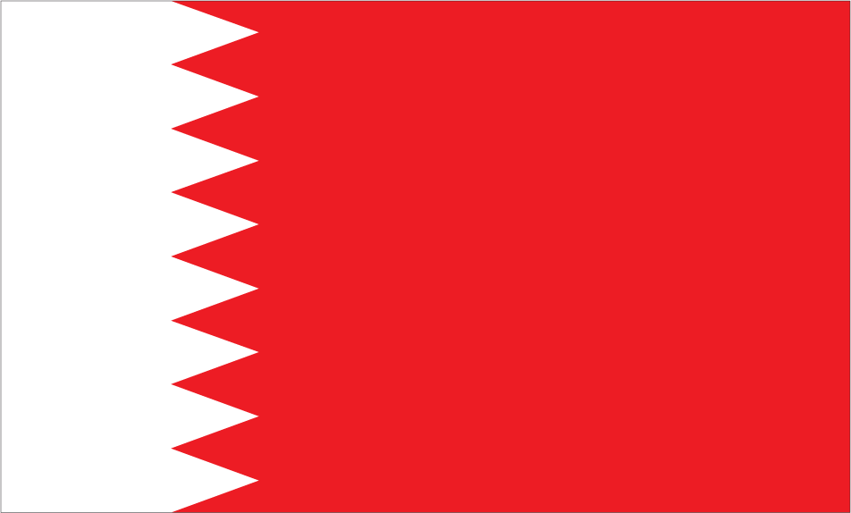 Bahrain flag sticker featuring a red field with a white serrated band