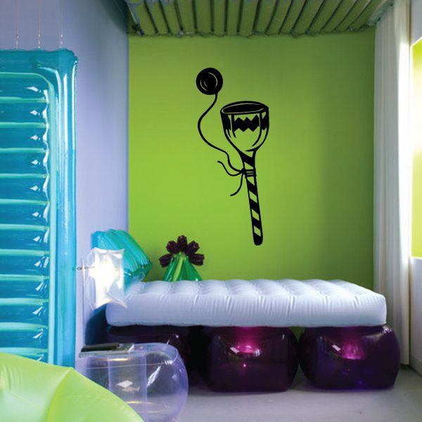 Ball in a cup wall decal: black outline cup with ball on stick