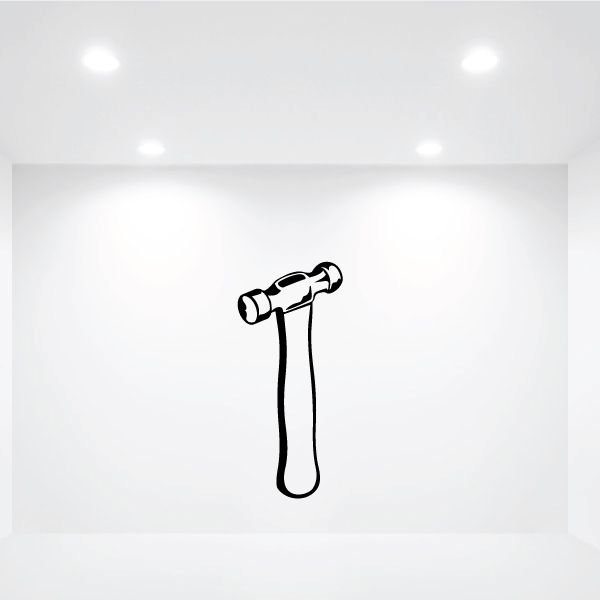 Ball peen hammer decal with black outlined hammer icon