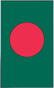 Bangladesh flag sticker, rectangular green design with a centered red circle