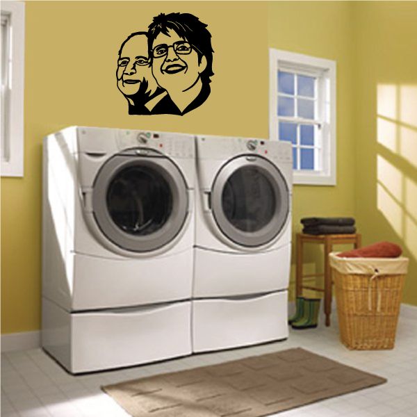 Barrack Obama team wall decal with two face silhouettes above washers