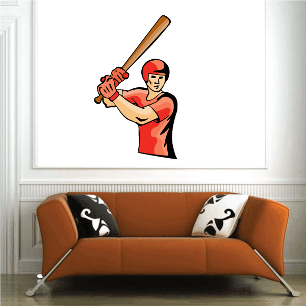 Baseball batter holding a wooden bat printed sticker