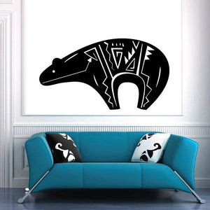 Bear southwestern decal with black silhouette and white geometric line art