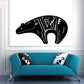 Bear southwestern decal with black silhouette and white geometric line art