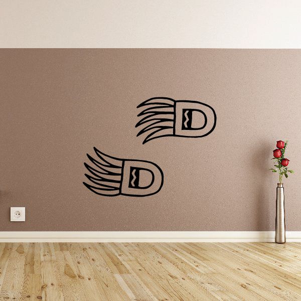 Southwestern bear track wall decal with two paw prints and D monograms