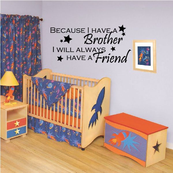 Wall decal with quote text and star icons, featuring a blue rocket and constellation stars