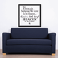 Wall decal quote in black script inside black frame, white background, small butterflies