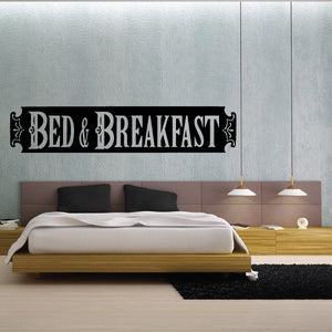 Bed and breakfast wall decal, ornate black BED & BREAKFAST lettering