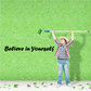 Believe in Yourself wall decal, cursive lettering in black