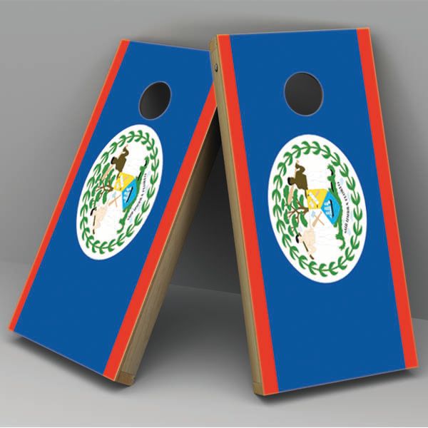 Belize Flag Cornhole Board Vinyl Decal Wrap