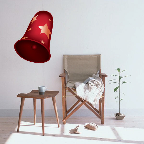 Red Christmas bell sticker with gold stars
